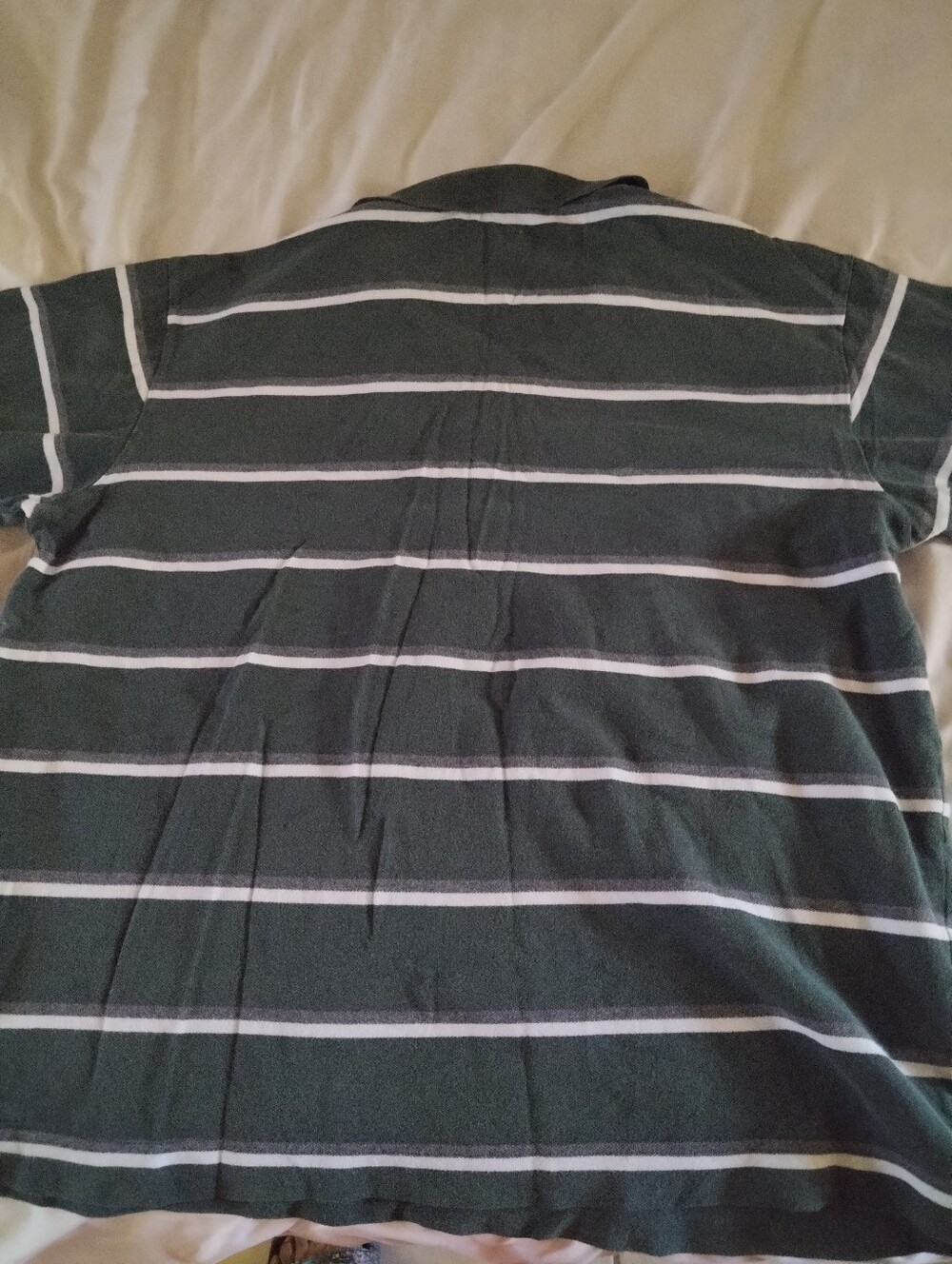 Nautica Men's Dark Green & White Horizontal Stripe Polo